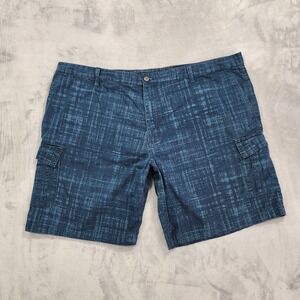 Vintage Basic Editions Shorts Mens 46 Blue Cargo Cotton Canvas Flat Front Casual